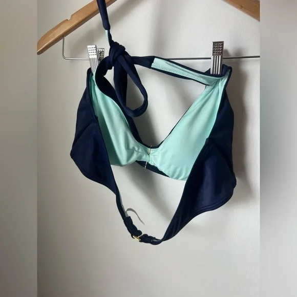 Victoria’s Secret Navy Blue Swim Suit Bikini Halter Top XL Removable Pads - Picture 5 of 6